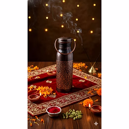 nli collection - stand for "new look impex" 550ml pure copper water bottle with handle - handcrafted elegance