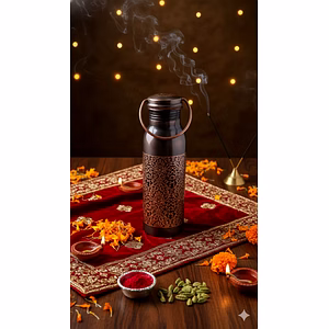 550ml Pure Copper Water Bottle with Handle - Handcrafted Elegance