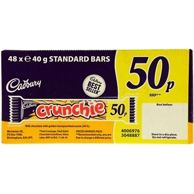 Cadbury Crunchie 50p Standard Bars 48 Pack 40g-8895563