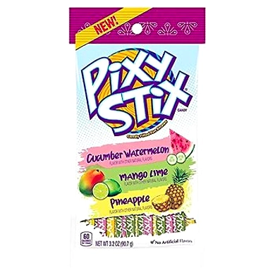 Nestle Pixy Stix Candy Filled Fun Straws (Cucumber Watermelon, Mango Lime &amp; Pineapple), 90.7g-8895815