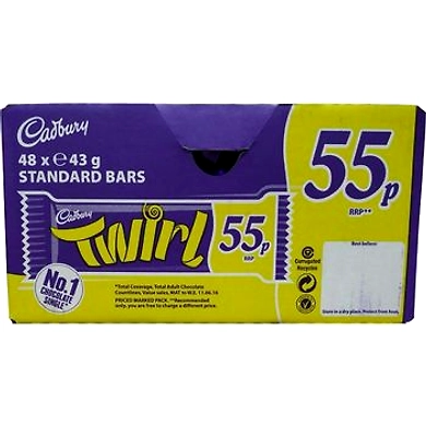 Cadbury Twirl Chocolate Case of 48 x 43 Gram Bars-8895561