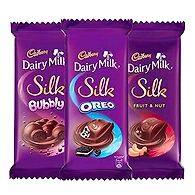 Cadbury Dairy Milk Silk Large Chocolates Combo (1 x Silk Oreo 130g, 1 x Silk Bubbly 120g and 1 x Silk Fruit and Nut 137g)