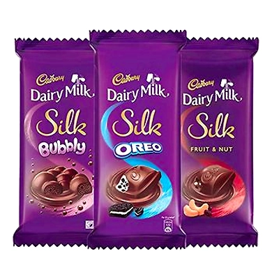 Cadbury Dairy Milk Silk Large Chocolates Combo (2 x Silk Oreo 130g and 2 x Silk Bubbly 120g and 2 x Silk Fruit and Nut 137g)-8895637