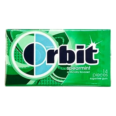 ORBIT Wrigleys Spearmint Sugar-free Chewing Gum (14 Sticks X Pack of 5)-8895713