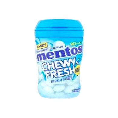Mentos Chewy Dragees Caramelos Chewy Peppermint Flavour Candy 90 Pcs Bottle, 99g-8895757