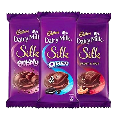 Cadbury Dairy Milk Silk Large Chocolates Combo (1 x Silk Oreo 130g, 1 x Silk Bubbly 120g and 1 x Silk Fruit and Nut 137g)-MRB561