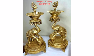 Handmade Brass Elephant Diya Stand