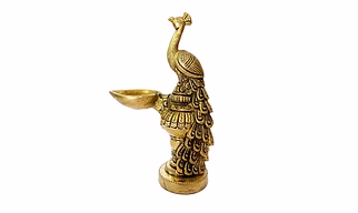Beautiful Handmade Peacock Diya / Lamp for Home/Office weight 3 kg size 12"