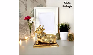 Handmade Brass Nandi 7 inch approx. Bring home for Good Luck.