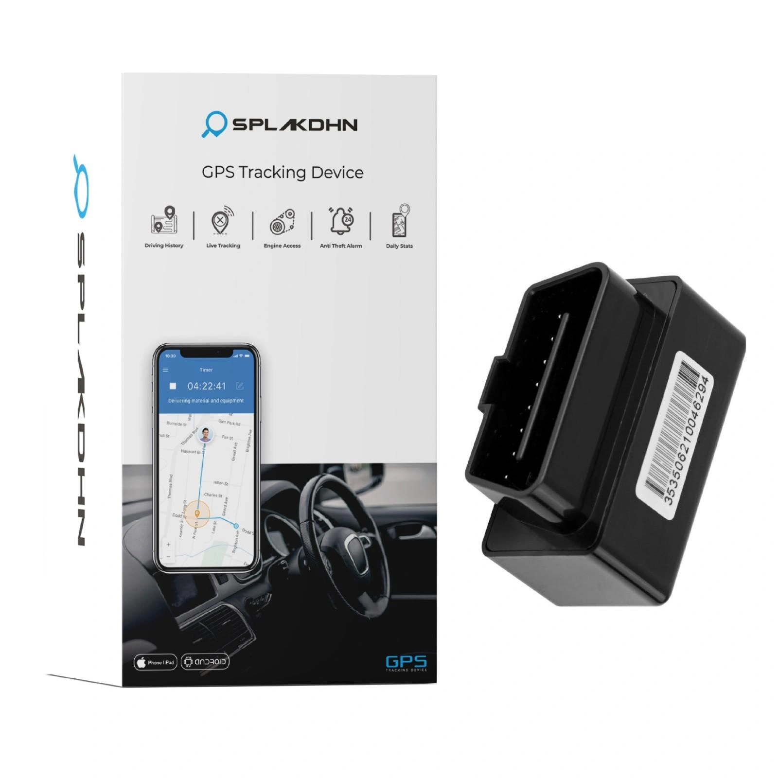 SPLAKDHN OBD Plug &amp; Play Car Gps Tracker for SUV, Car &amp; other Vehicle's with ODB-2 port-1