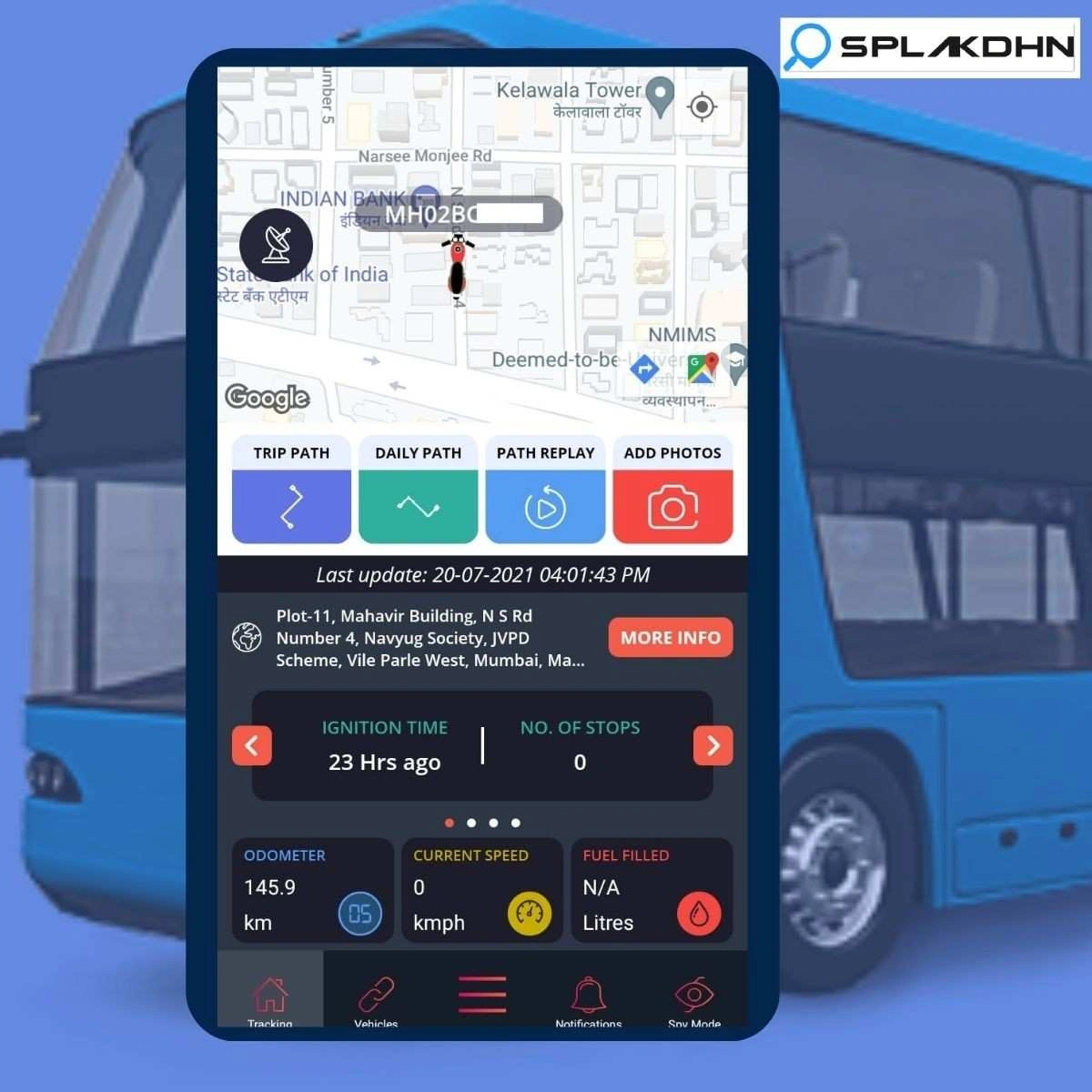 SPLAKDHN Gps tracker for Bus, Truck, Tractor, JCB, Car, SUV, Bike, EV &amp; all other Vehicle with Engine On-Off-3