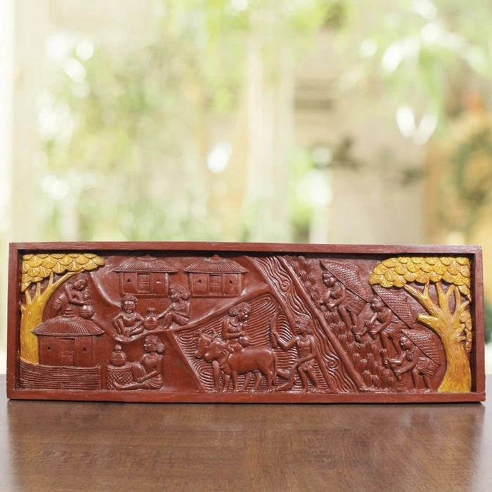 GiTAGGED® Bastar Wooden Handmade Agricultural Tribal Artwork-1176