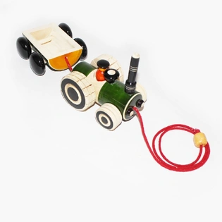 GiTAGGED® Channapatna Eco-friendly Tractor Toy With Trally