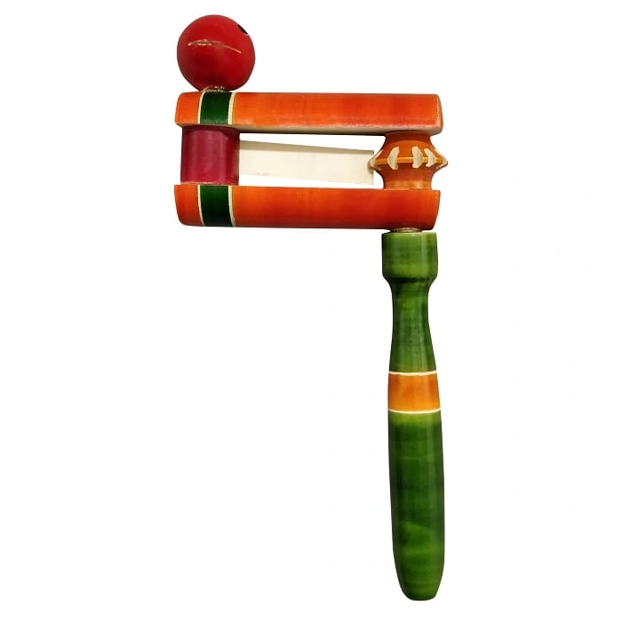 GiTAGGED® Channapatna Eco-friendly Green-Orange Wooden Baby Wara Wara Rattle Toy-1487