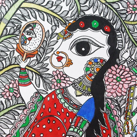 GiTAGGED® Madhubani Painting Radha Krishna Art (2×2.8ft)-3