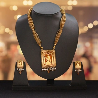 GiTAGGED® Orange Queen Motif 23kt Gold Jewellery Set