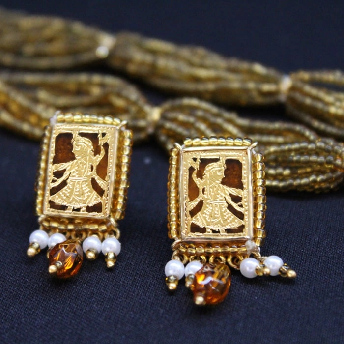 GiTAGGED® Orange Queen Motif 23kt Gold Jewellery Set-3