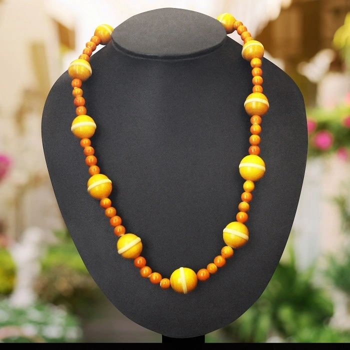 GiTAGGED Etikoppaka Yellow Round Bead Wooden Necklace-Tagged-133