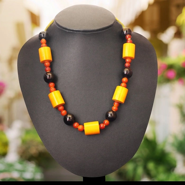 GiTAGGED Etikoppaka Black and Yellow Bead Necklace-Tagged-191