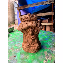 claycloud handcrafted terracotta clay buddha statue - rustic home decor accent