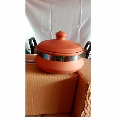 claycloud handcrafted terracotta cooking pot with lid (1500 ml) | the indian art & craft house