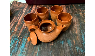 Handcrafted Terracotta Kettle & Kulhad Set - Traditional Indian Pottery