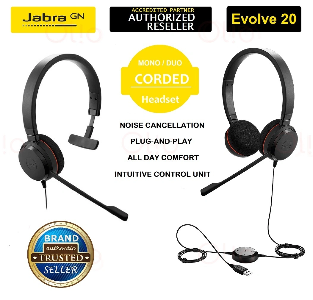 JABRA EVOLVE Headsets STEREO MONO Noise Cancelling Evolve 20