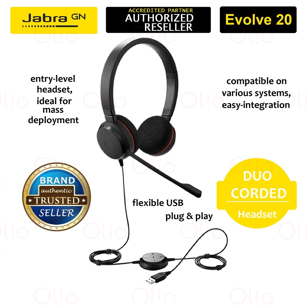 JABRA EVOLVE Headsets STEREO MONO Noise Cancelling Evolve 20