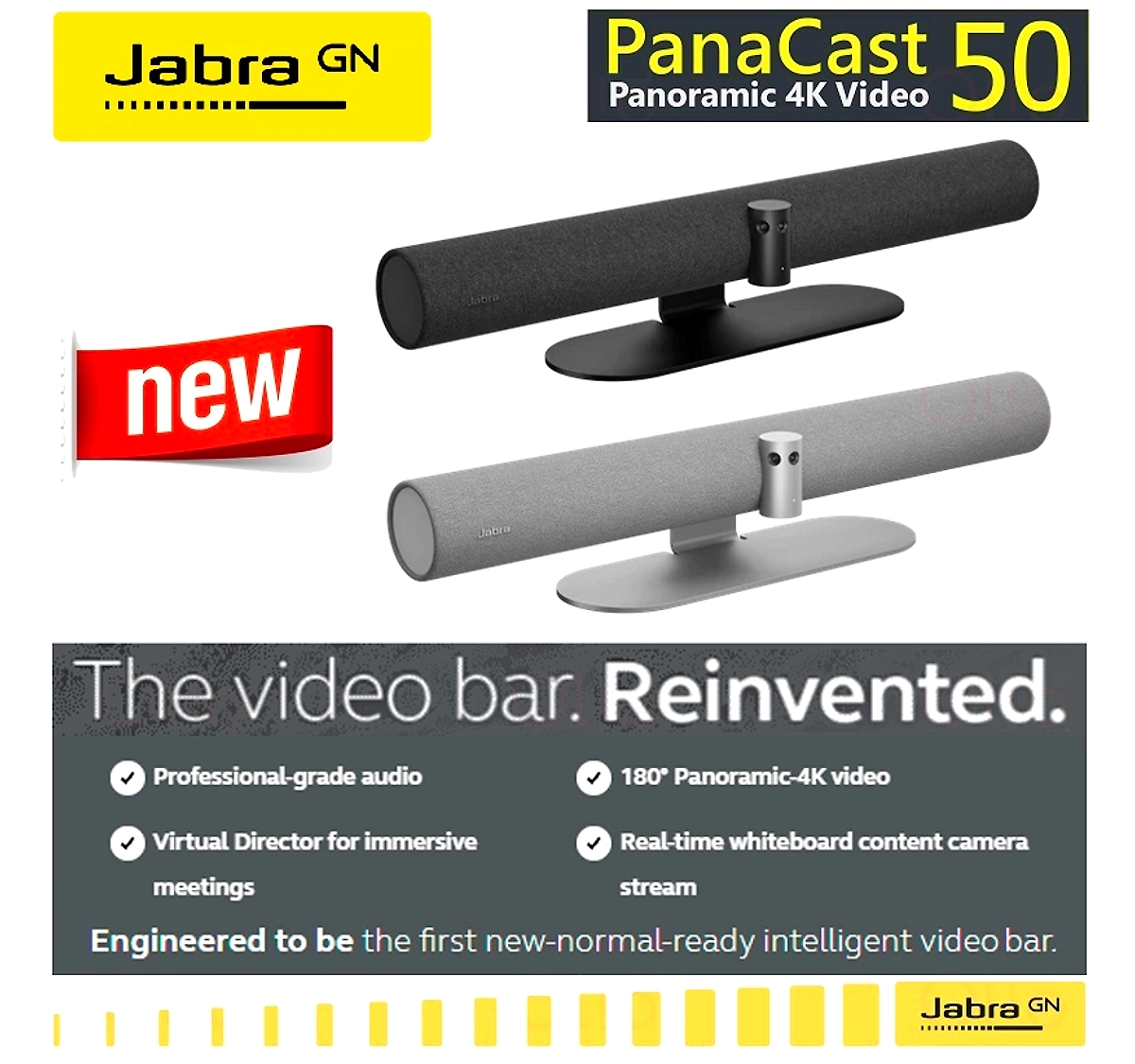 JABRA PanaCast Intelligent 4K Ultra HD Video Camera AI Powered 180