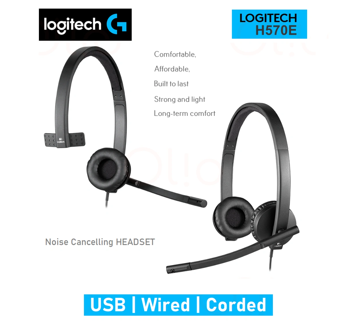 LOGITECH Headset H570E USB Noise Cancelling Olio