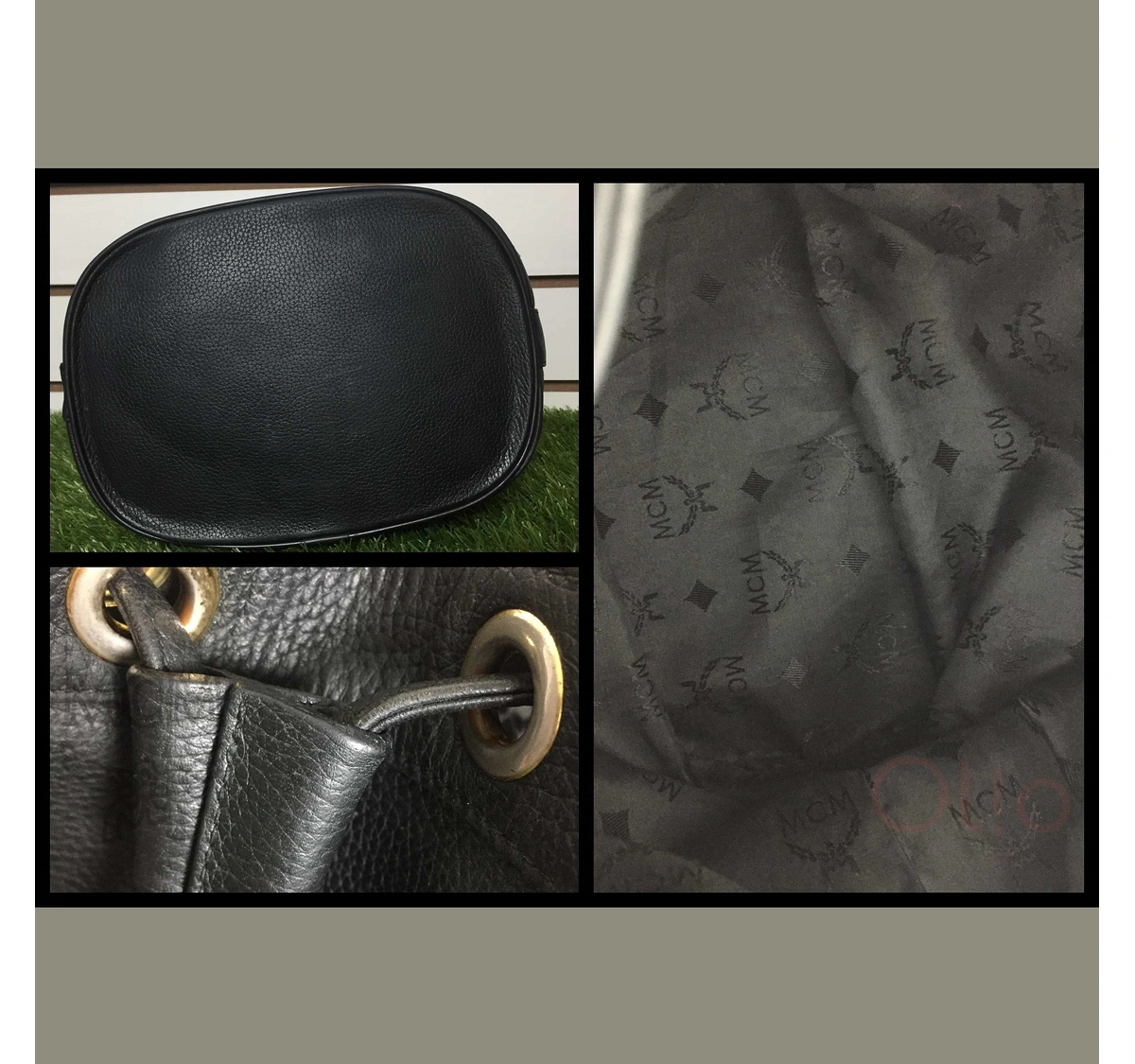 Vintage-Style MCM Leather Bucket Drawstring Shoulder Bag for