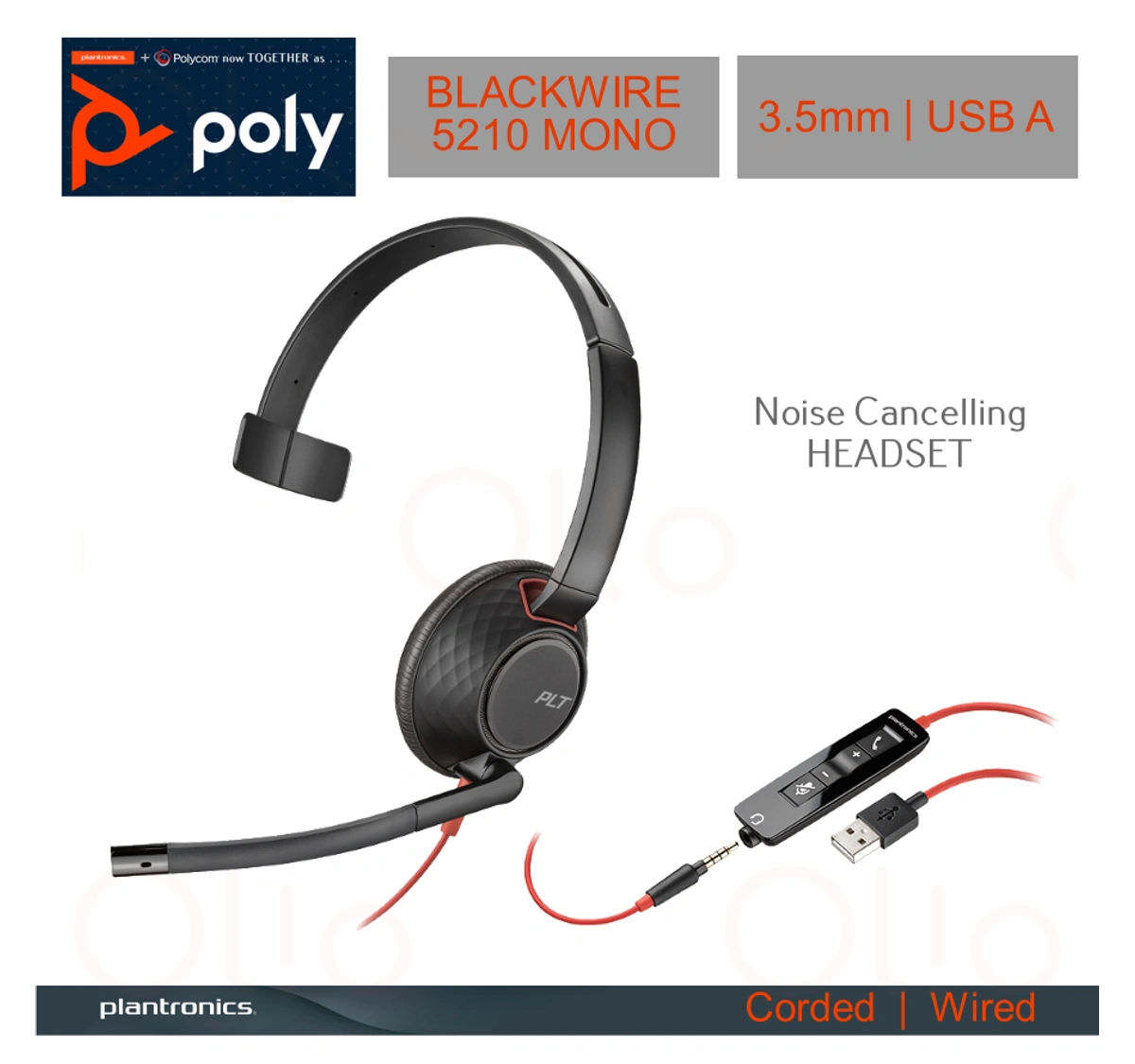 POLY 5200 HEADSETS PLANTRONICS BLACKWIRE C5210 C5220 Noise