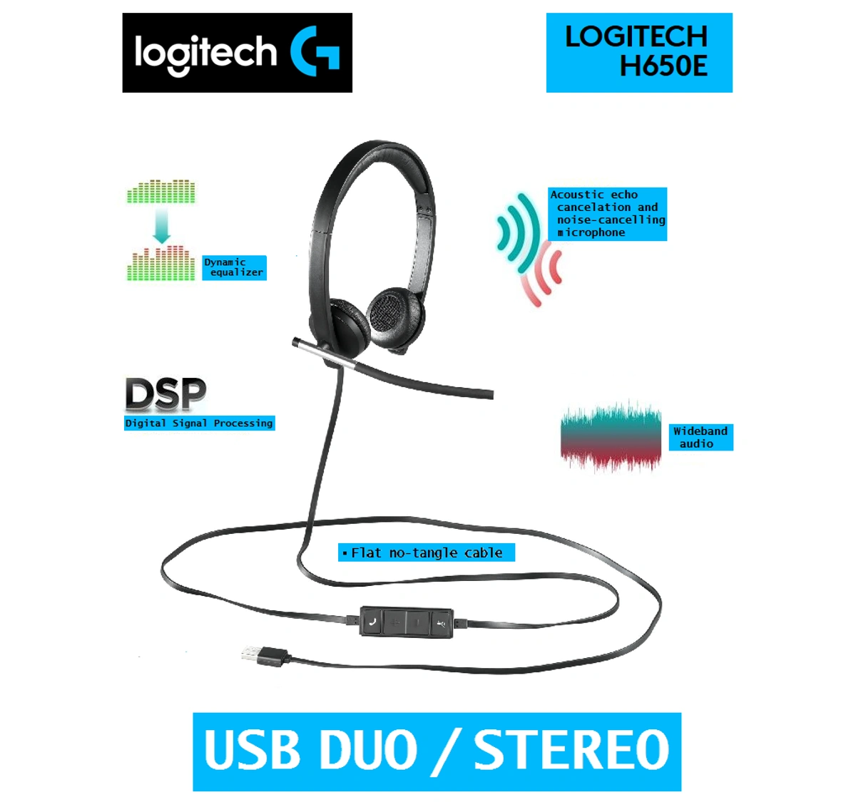 Logitech usb headset discount h650e