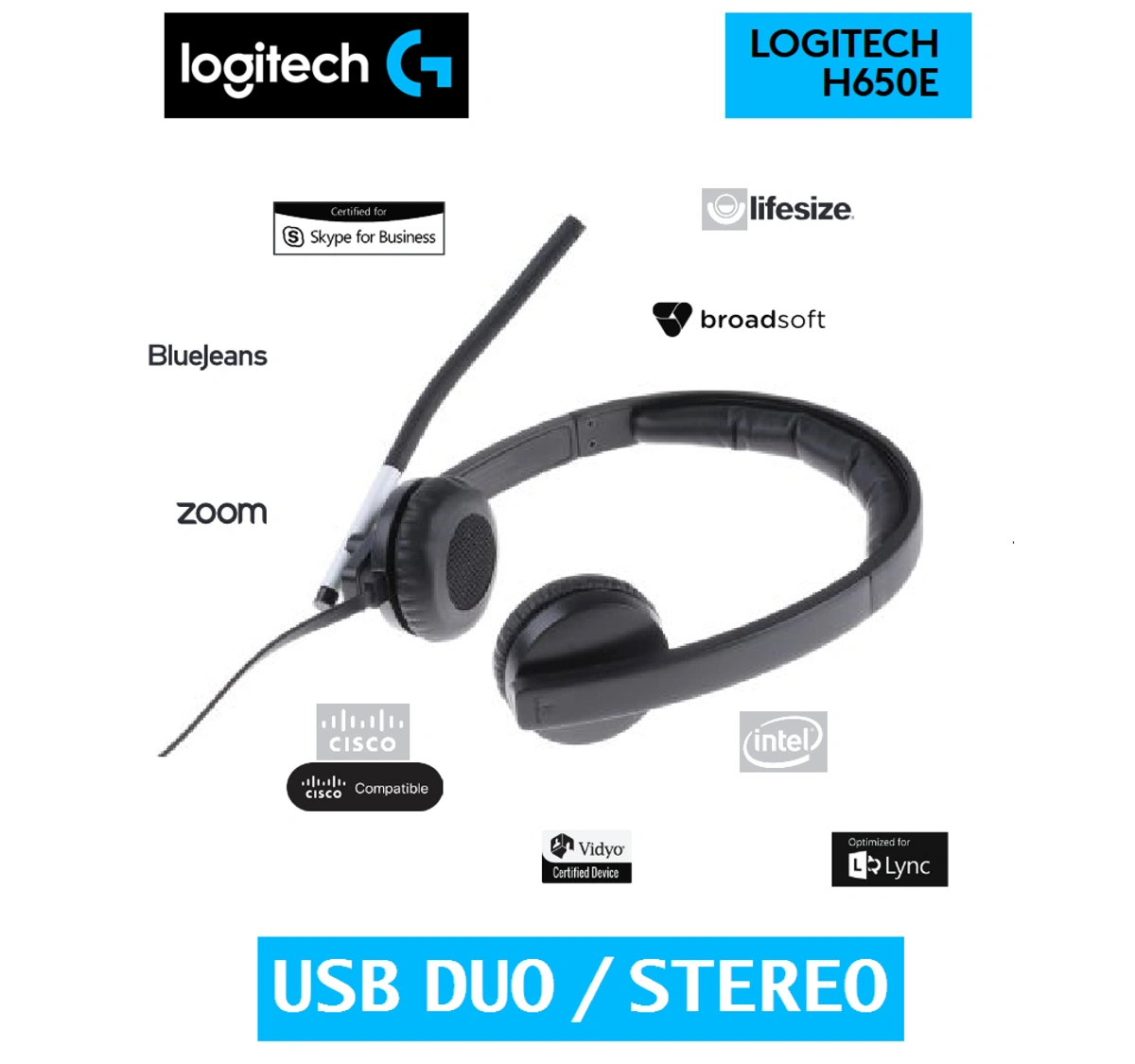 LOGITECH Headset H650E USB Noise Cancelling Olio