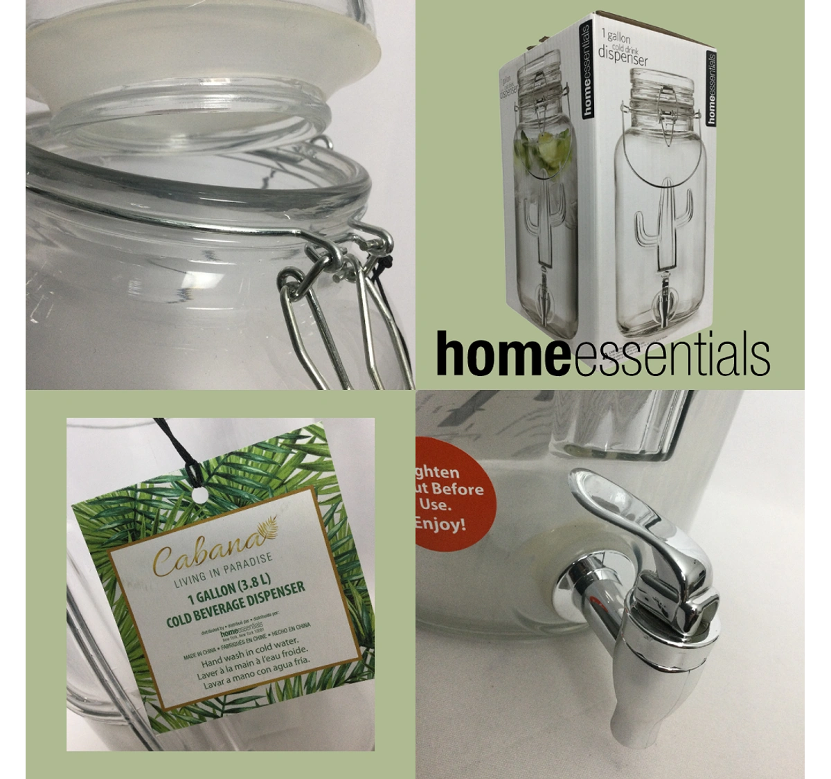 Home Essentials Tree Shaped Glass Beverage Dispenser