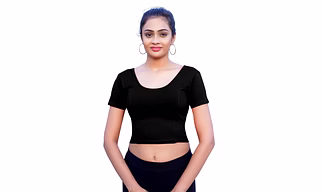 "Crazy Bachat Indian Ethnic Stretchable Cotton Lycra Blouse Tops | Readymade Saree Blouse Crop Tops with Short Sleeve Patterns"