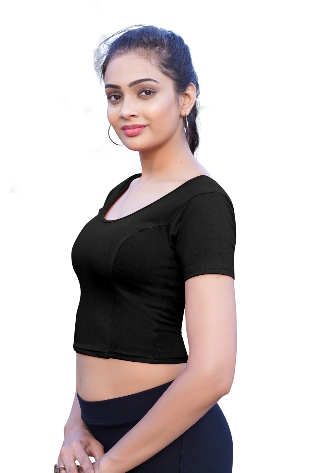 &quot;Crazy Bachat Indian Ethnic Stretchable Cotton Lycra Blouse Tops | Readymade Saree Blouse Crop Tops with Short Sleeve Patterns&quot;-1