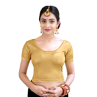 "Crazy Bachat Indian Ethnic Stretchable Cotton Lycra Blouse Tops | Readymade Saree Blouse Crop Tops with Short Sleeve Patterns"