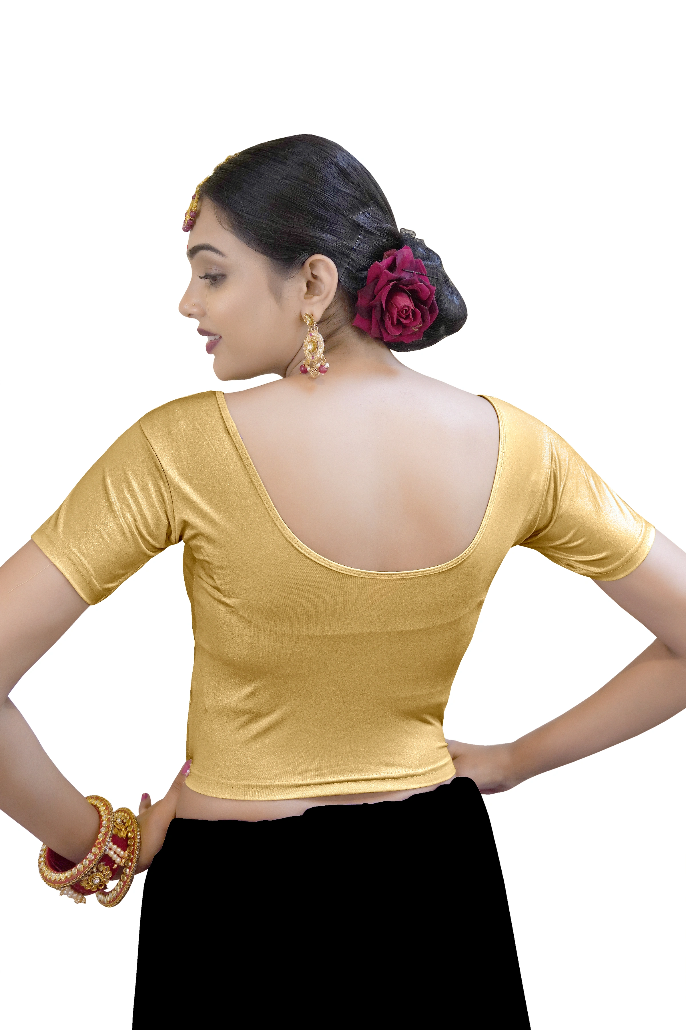 &quot;Crazy Bachat Indian Ethnic Stretchable Cotton Lycra Blouse Tops | Readymade Saree Blouse Crop Tops with Short Sleeve Patterns&quot;-2