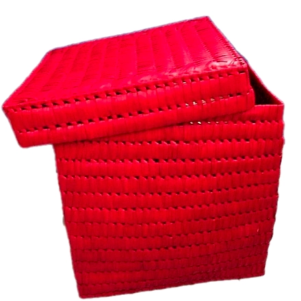 Palm Leaf Rectangle Box Red Color-101