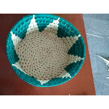 Palm Leaf Design Tray Cream &amp; Rama Green Color-178