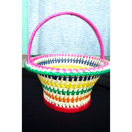Palm Leaf Round Box Set 2 Cream &amp; Pink Color-306