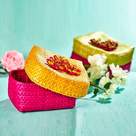 Palm Leaf Modachul box(single) Pink &amp; Yellow Color-245