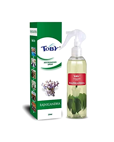 Toby Air Freshener Spray - Sandal (270 ml) | Transparent Bottle | Long-Lasting Sandalwood Fragrance-TOBYRajanigandha