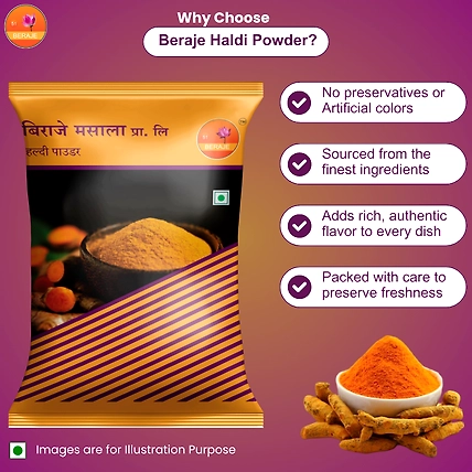 Beraje Haldi Powder 15G - Premium Natural Turmeric for Cooking &amp; Health-2
