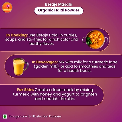 Beraje Haldi Powder 15G - Premium Natural Turmeric for Cooking &amp; Health-4