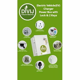 divij ev charger power box with lock & 2 keys,mcb, 6/16a socket preinstalled, perfect fit for major 2/3/4 wheelers brands charger