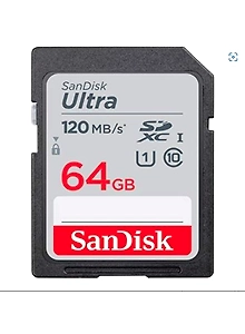 SanDisk Ultra SDXC UHS-I Card 64GB 120MB/s R, for DSLR Cameras, for Full HD Recording,