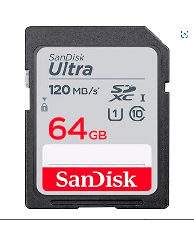 SanDisk Ultra SDXC UHS-I Card 64GB 120MB/s R, for DSLR Cameras, for Full HD Recording,-22090153