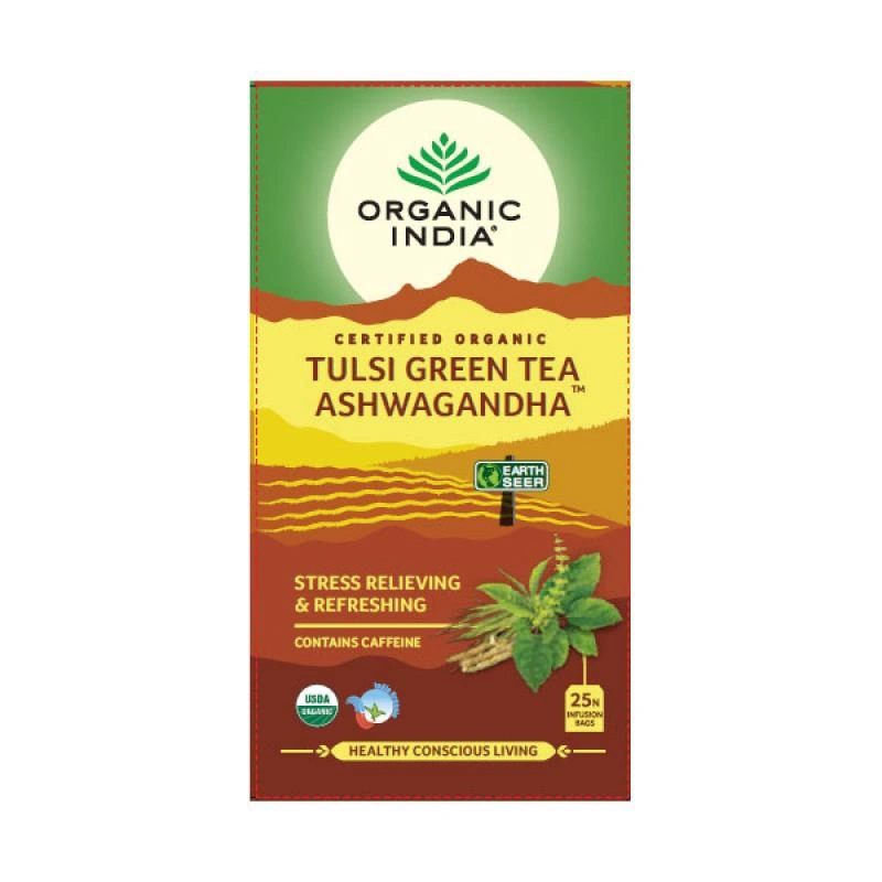 Tulsi Green Tea Ashwagandha 25 Tea Bags , 25N Infusion Bags-OI-TGASH-25